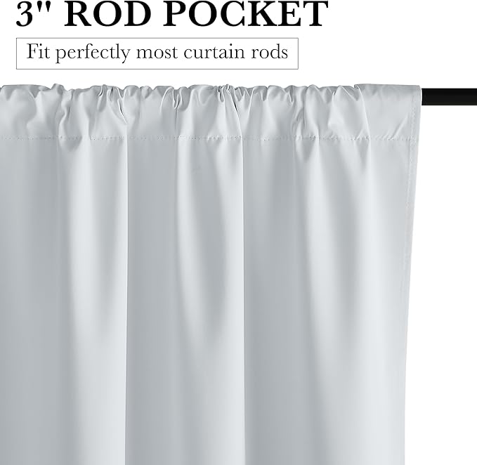 RYB HOME 100% Blackout White Short Curtains, Thermal Insulated Total Room - Image 2