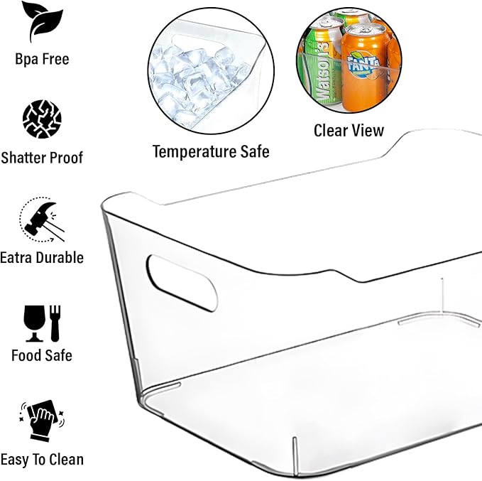 Clear Plastic Storage Bins, Small Fridge Organizer Kitchen Organizers and - Image 5