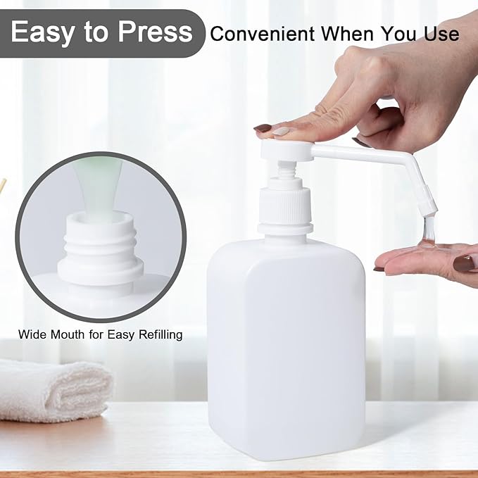 Pump Bottles Dispenser 16.9oz/500ml, 2 Pack Empty Plastic Lotion Shampoo Bottles - Image 3