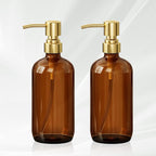 AmazerBath Amber Glass Soap Dispenser, 2 Pack Vintage Brown Bottle - Image 9