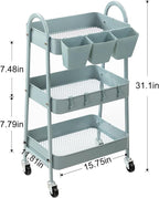 danpinera 3-Tier Rolling Cart, Metal Rolling Storage Cart - Image 3