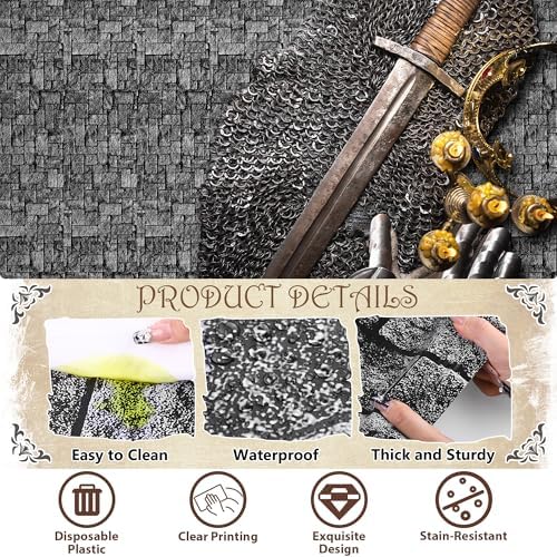 Kochorie 100 Ft x 54 Inch Stone Wall Tablecloth Roll with Cutter Box