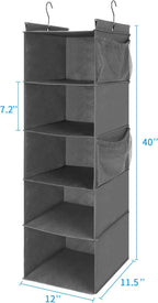 MAX Houser 5 Shelf Hanging Closet Organizer, Space Saver, Cloth Hanging Shelves - Image 3