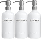 White Shampoo and Conditioner Dispenser Set by Brighter Barns by BrighterBarns