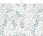 Grey And Blue Leaves Branches Microfiber Absorbent Reversible Dish Drying Mat by GOCGRVOfficialOnline
