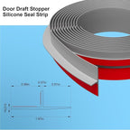 T-Shaped Door Draft Stopper, 1.97 in x 10 Ft Silicone Seal Strip - Image 2