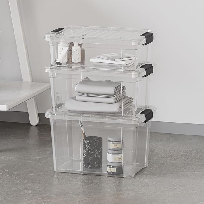 Superio Storage Bins with Lids- 4 Pack, 4.75 Qt Clear Boxes - Image 7
