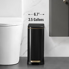 Bathroom Trash Can with Soft-Close Lid 3.5 Gallon Stainless Steel Garbage Can - Image 3