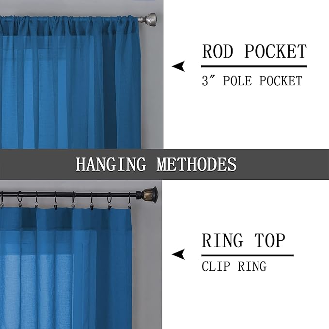 Tollpiz Short Sheer Curtain Living Room Linen Textured Curtains Sheer Light - Image 5