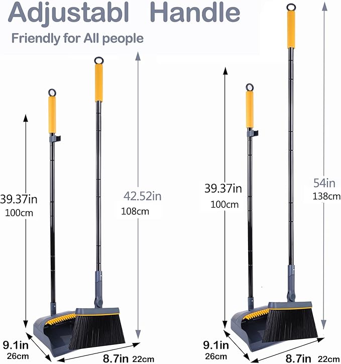 JEHONN Broom and Dustpan Set for Home, 54 Inches Long Handle Lightweight 180 - Image 8