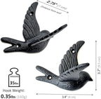 Ambipolar 5-Pack Bird Flying Style Coat Hooks, Vintage Black Hooks - Image 6
