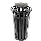 Global Industrial 24 Gallon Heavy-Duty Outdoor Metal Slatted Round Trash - Image 3