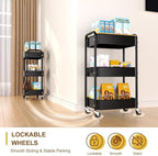 3 Tier Metal Utility Cart, Rolling Storage Cart - Image 4