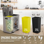 CAPHAUS Black Dual Trash Can w/Double Lid, Trash & Recycle Bins Combo, - Image 3