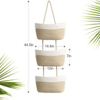 TeoKJ Over the Door Hanging Basket, 3-Tier Woven Cotton Wall-Mounted Storage - Image 9