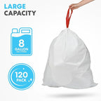 SIMPLI-MAGIC 8 Gallon Drawstring Trash Bags, 120 Pack – Tall Kitchen Garbage - Image 2
