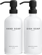 White Glass Hand and Dish Soap Dispenser Set by Brighter Barns by BrighterBarns