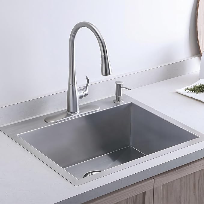 21.6x17.7 inch Drop in Kitchen Sink, Handmade 304 Stainless Steel Sink - Image 2