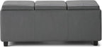 SIMPLIHOME Avalon 42 inch Wide Contemporary Rectangle Storage Ottoman in Stone - Image 6
