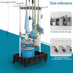Broom And Mop Holder Put Wet Mops Movable Floor-Mounted Mop Rack Floor Standing - Image 5