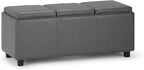 SIMPLIHOME Avalon 42 inch Wide Contemporary Rectangle Storage Ottoman in Stone by SimpliHome