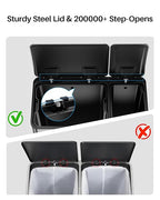 Dual Trash and Recycling Bins for Kitchen, 13.2 + 5.2 Gal Stainless Steel Trash - Image 5