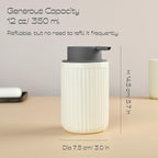 Beige Ceramic Foaming Soap Dispenser, Speckled Rippled 12 oz Bottle - Image 2
