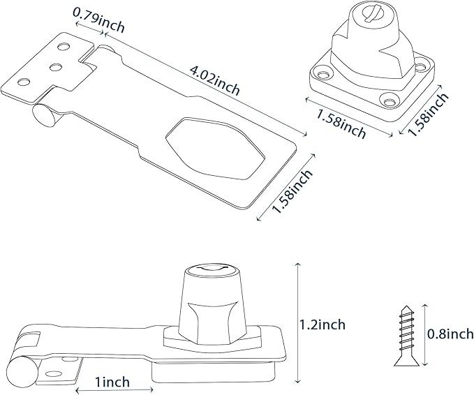 Alise Keyed Hasp Lock, 4 Inch Safety Packlock Clasp Hasps Latch, Garage Doors - Image 2