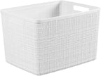 Curver Set of 4 Jute Large Decorative Plastic Organization and Storage Baskets - Image 3