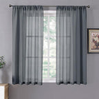 Tollpiz Short Sheer Curtain Linen Textured Bedroom Curtains Sheer Light by Tollpiz