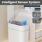 Bathroom Trash Can with Lid: 2.3 Gal Small Slim Motion Sensor Wastebasket - Image 3