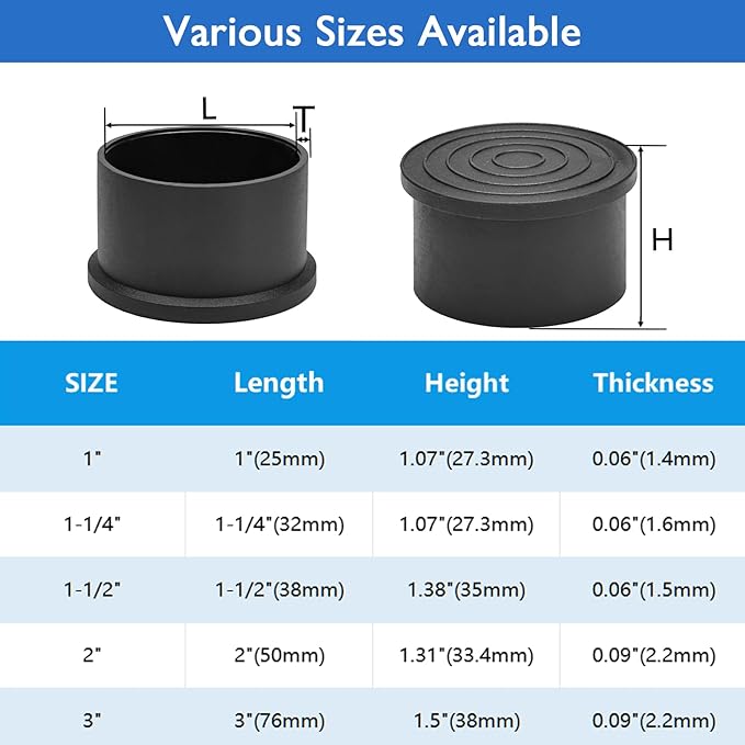 4 Pcs 3" Round Rubber Chair Leg Caps, PVC Table Leg Covers, Flexible & - Image 8