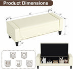 48.8" Storage Ottoman Bench Cream White | Faux Leather Bedroom Bench - Image 2