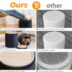 Round Ottoman with Storage Set of 2-Upholstered Velvet Vanity Stool - Image 5