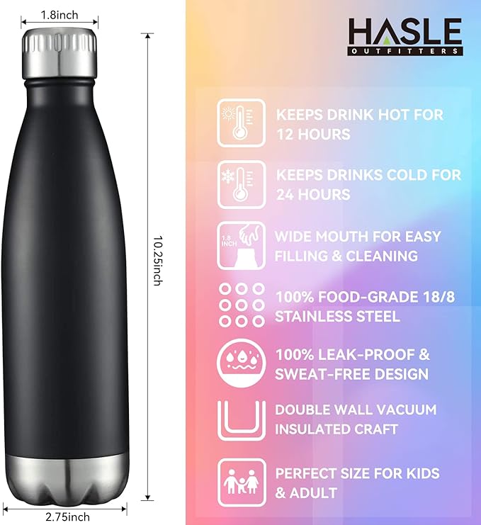 HASLE OUTFITTERS 17oz Stainless Steel Water Bottles, Vacuum Insulated Water - Image 5