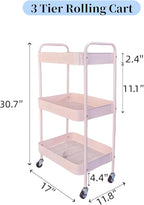 3 Tier Pink Rolling Cart for Nursery & Laundry Room - Image 5