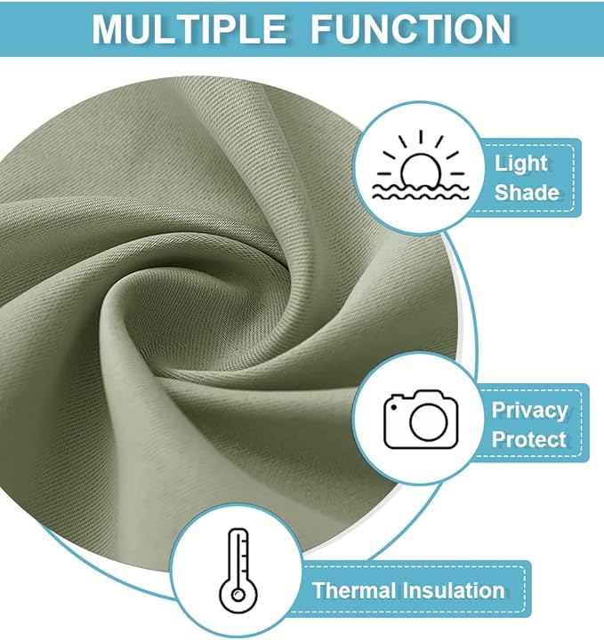 RYB HOME Small Curtains for Bathroom Windows, W 34 x L 36 inches, Sage Green - Image 5