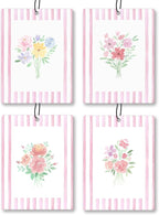 Girly Pink Floral Car Air Freshener 4 Pcs, Preppy Pink Striped Flower Hanging by Unknown