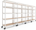 HOMEDANT House White 5-Tier Metal Rolling Cart Shelf Rack Casters Heavy Duty by TheBestOrganizingSolution