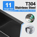 22x18 Inch Drop in Kitchen Sink, Handmade 304 Black Stainless Steel Sink - Image 4
