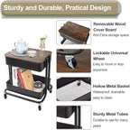 Melody House 2-Tier Metal Utility Rolling Cart Storage Organizer - Image 4