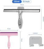 2-Pack Shower Squeegee for Glass Doors, 10 inch Silver Stainless Steel & 5 inch - Image 7