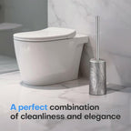 Marble Colored Toilet Brush and Holder Set, Stainless Steel Long Handle and - Image 6