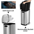 13 Gallon Trash Can with Lid, 50L Fingerprint Proof Stainless Steel Kitchen - Image 3