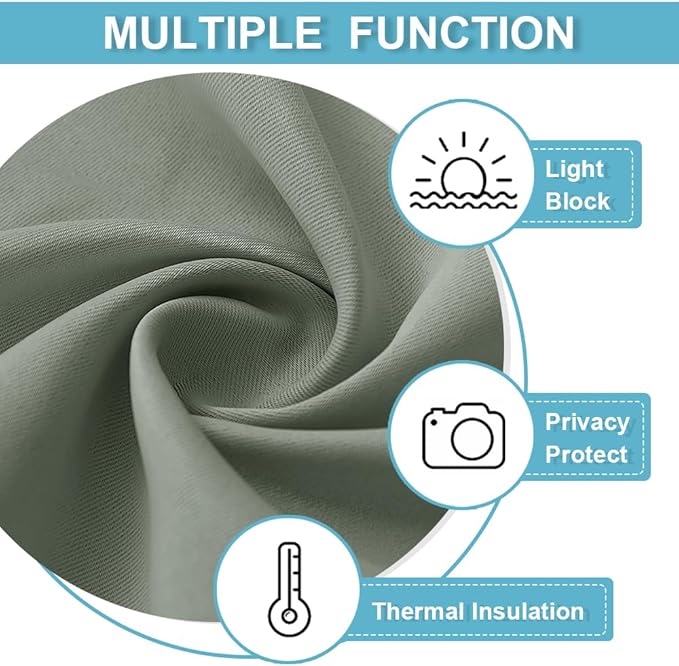 RYB HOME Sage Green Curtains for Bedroom, Vertical Privacy UV Protection Drapery - Image 7