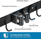 Broom Holder Wall Mount, 2 Packs Black Stainless Steel Tool Storage Organizer - Image 4