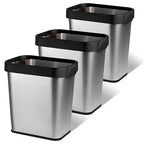 3 Pack Stainless Steel Trash Can 3 Gallon, Open Top Trash Can, Rectangle by TooCust