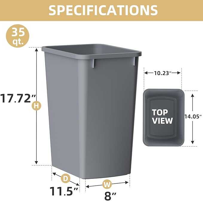 ROOMTEC Lightweight and Durable Slim Trash Can, Wastebaskets - Image 3