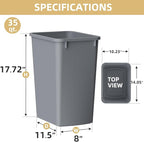 ROOMTEC 35QT Kitchen Trash Can, Lightweight and Sturdy Slim Trash Can, - Image 5