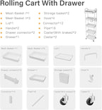5 Tier Rolling Cart Organizer, Bathroom Cart Organizers - Image 7
